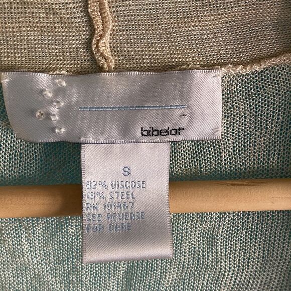 Bibelot Lightweight Gold Metallic Womens Cardigan Size S Tie Front Summer Layer - Picture 4 of 10